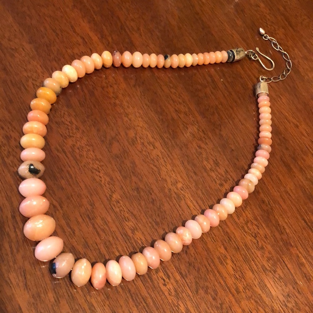 Jay King Rhodochrosite natural stone and 925 silver necklace